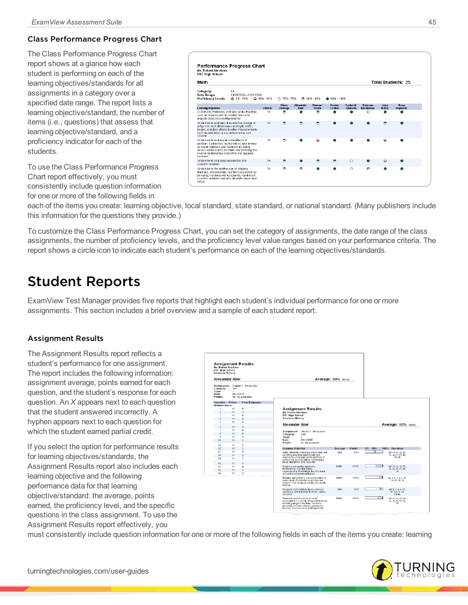 Student reports | Turning Technologies ExamView User Manual | Page 45 / 52