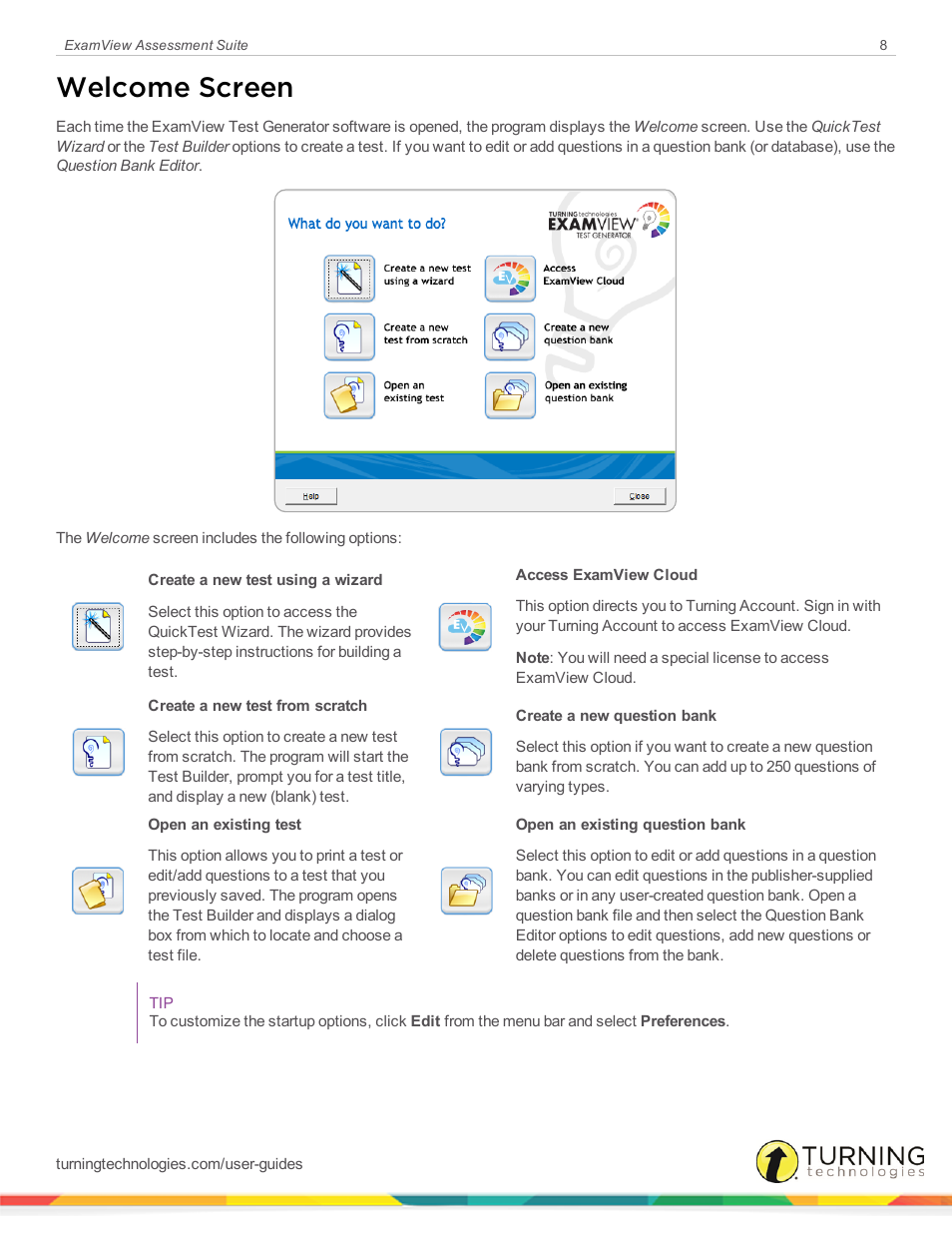 Welcome screen | Turning Technologies ExamView User Manual | Page 8 / 52