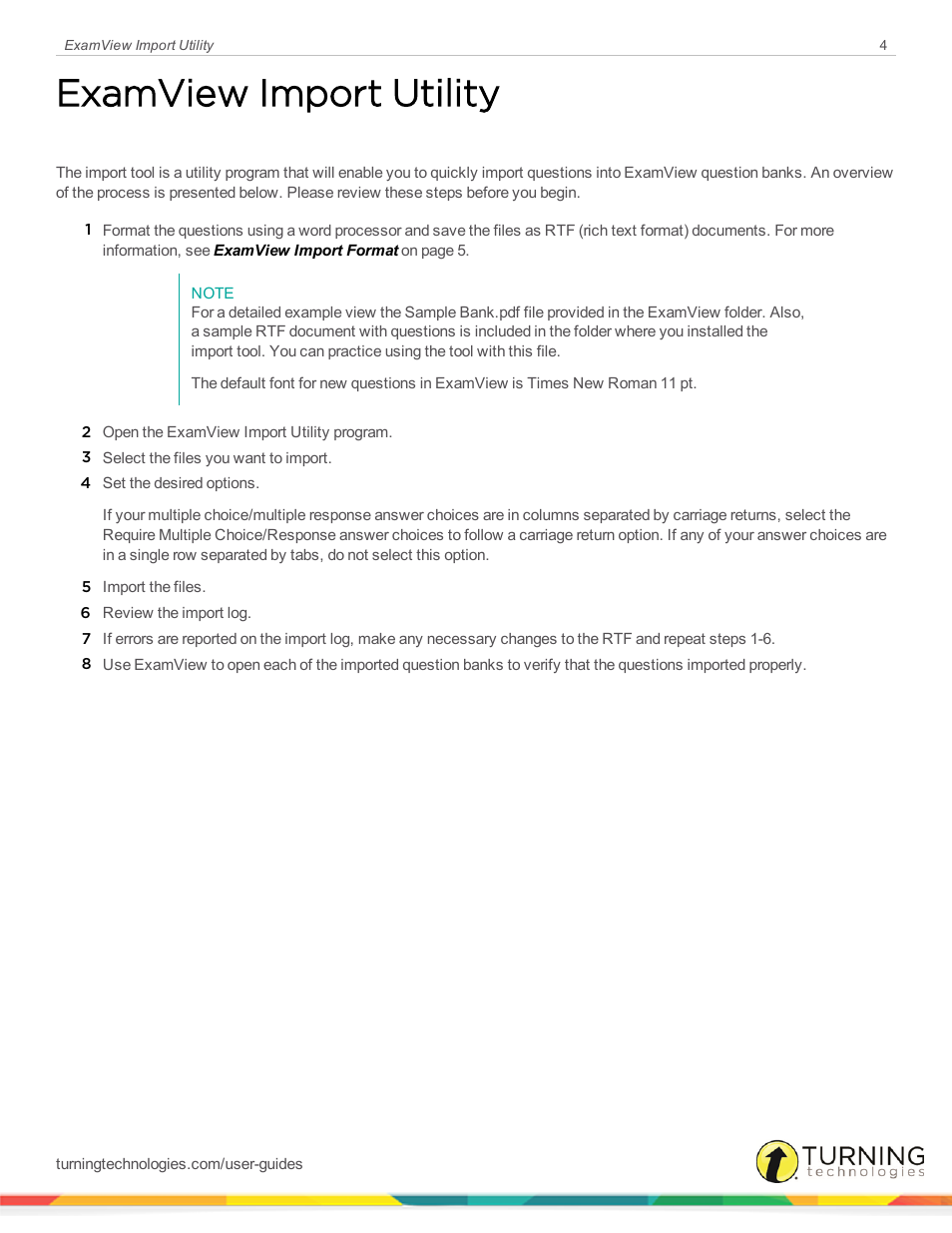 Examview import utility | Turning Technologies ExamView User Manual | Page 4 / 9