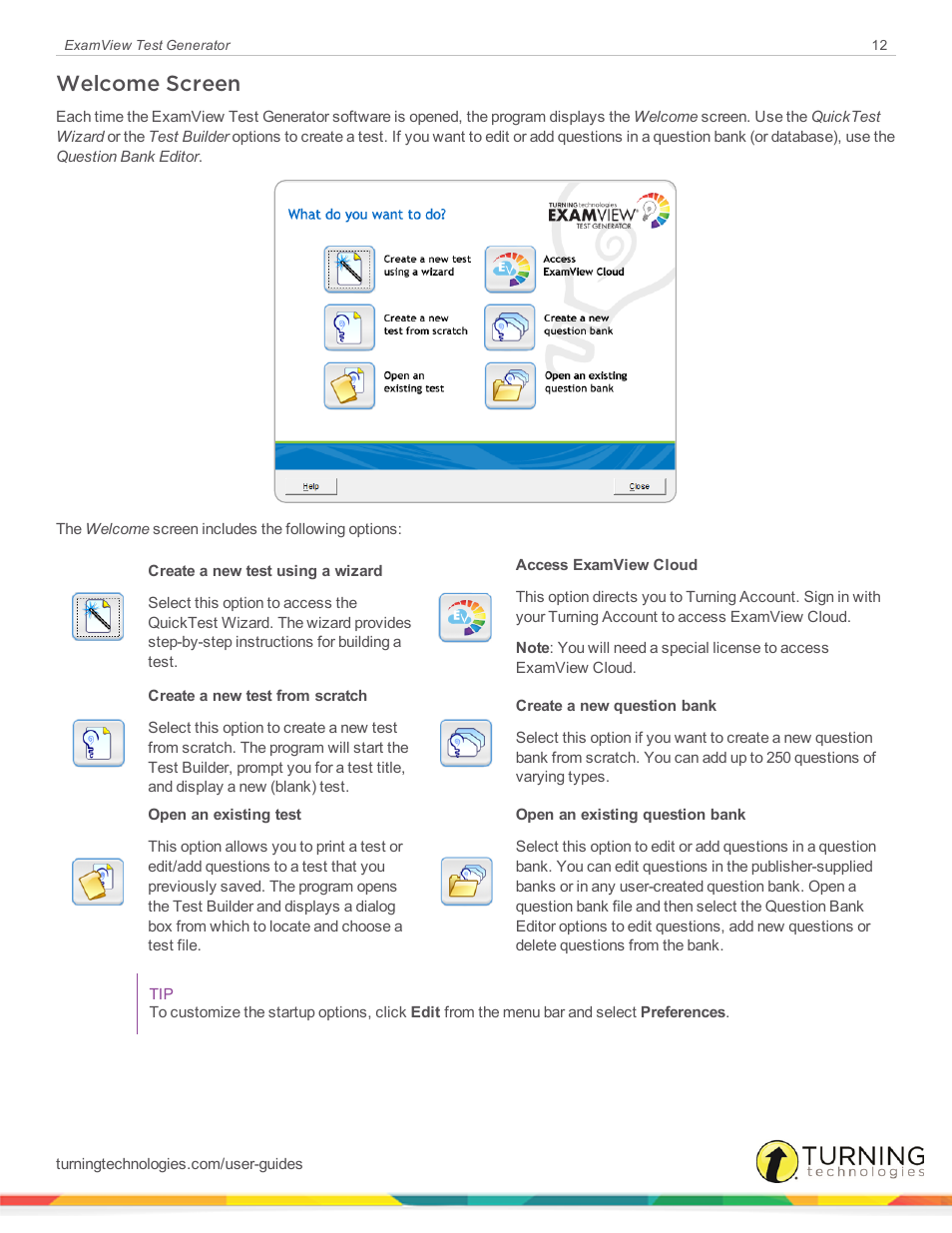 Welcome screen | Turning Technologies ExamView User Manual | Page 12 / 190