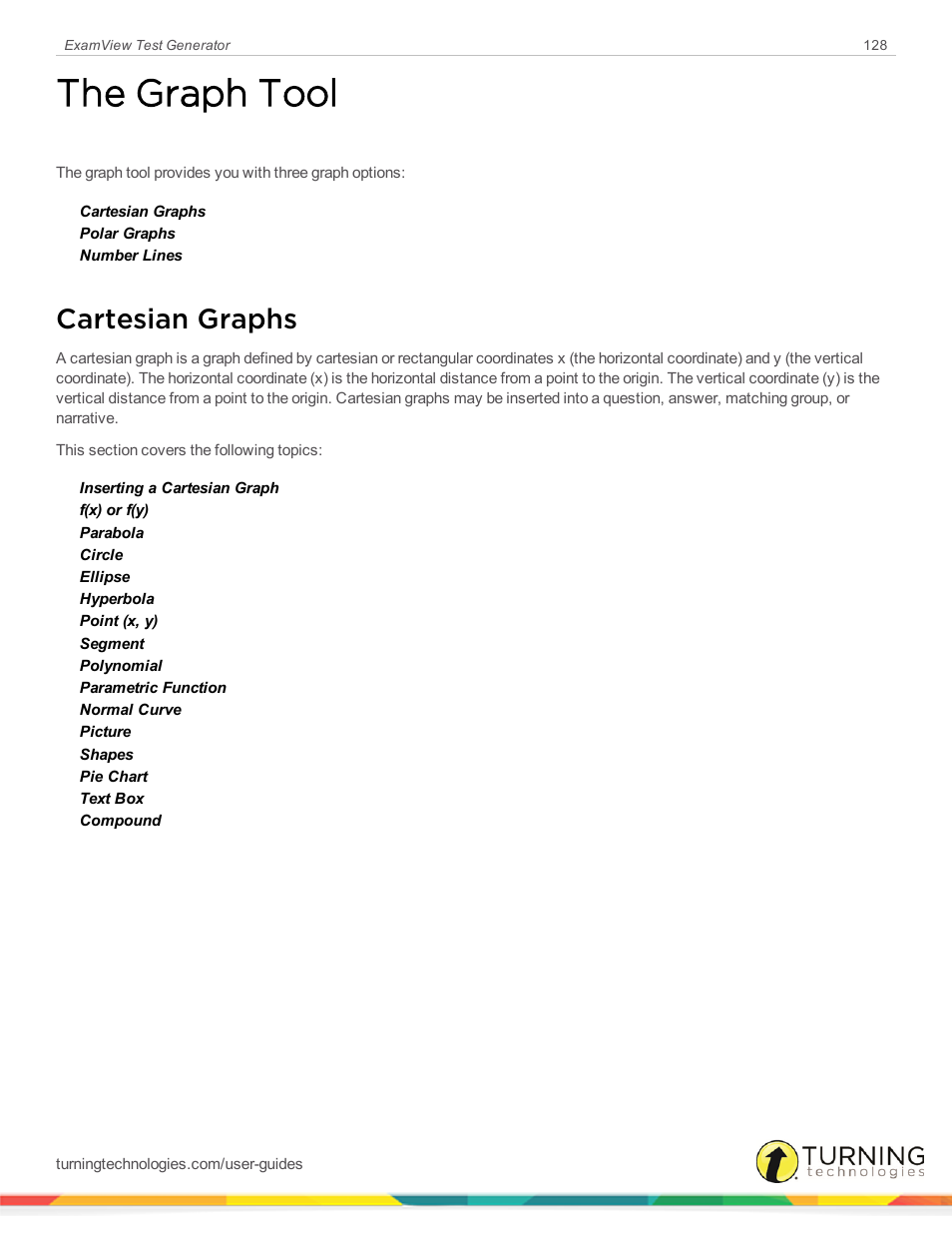 The graph tool, Cartesian graphs | Turning Technologies ExamView User Manual | Page 128 / 190