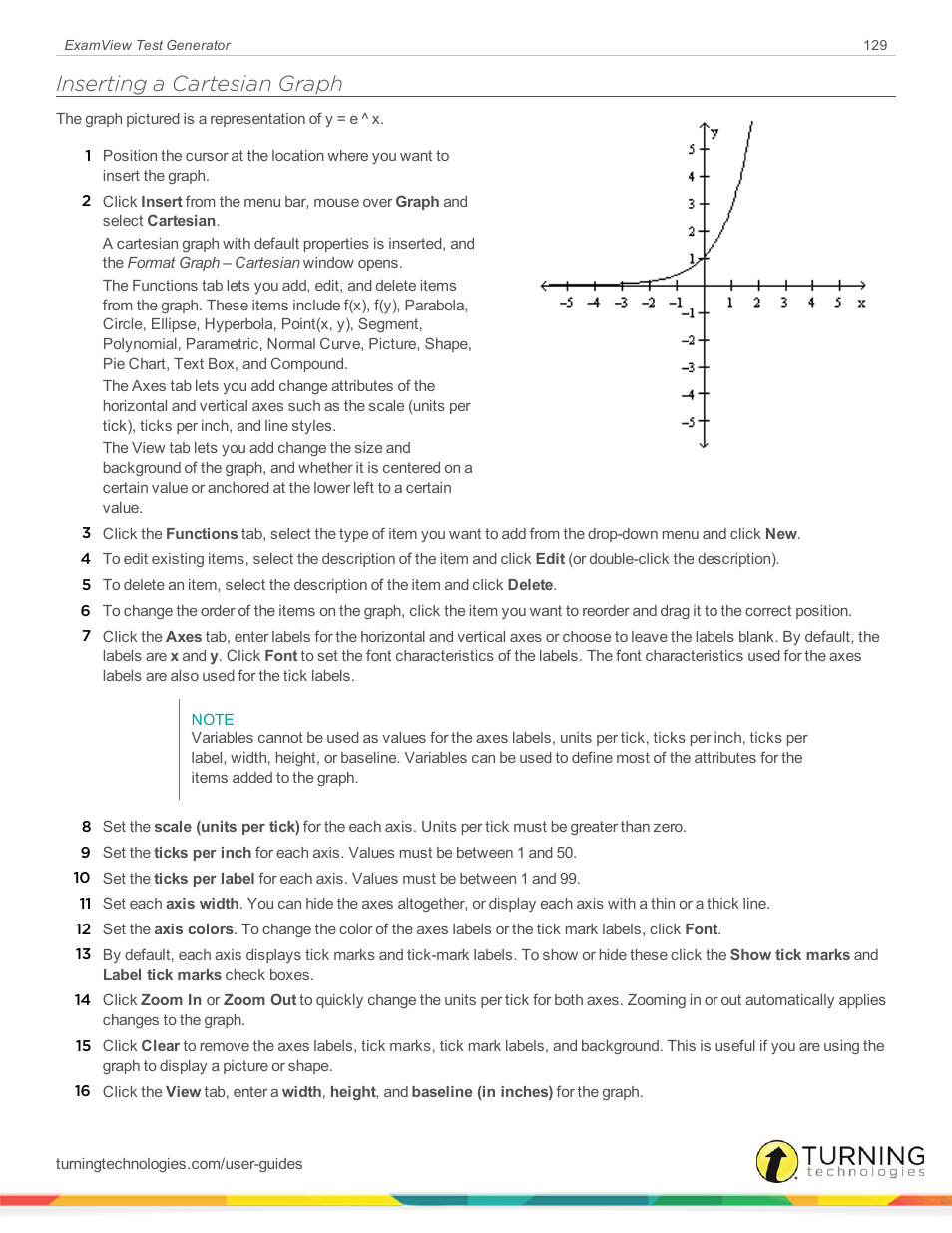 Inserting a cartesian graph | Turning Technologies ExamView User Manual | Page 129 / 190