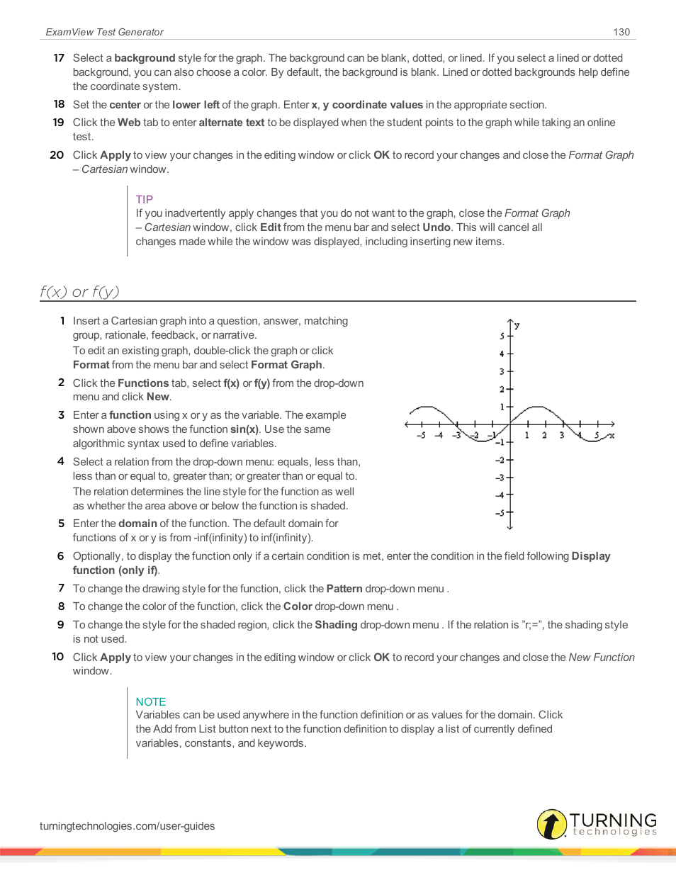 F(x) or f(y) | Turning Technologies ExamView User Manual | Page 130 / 190