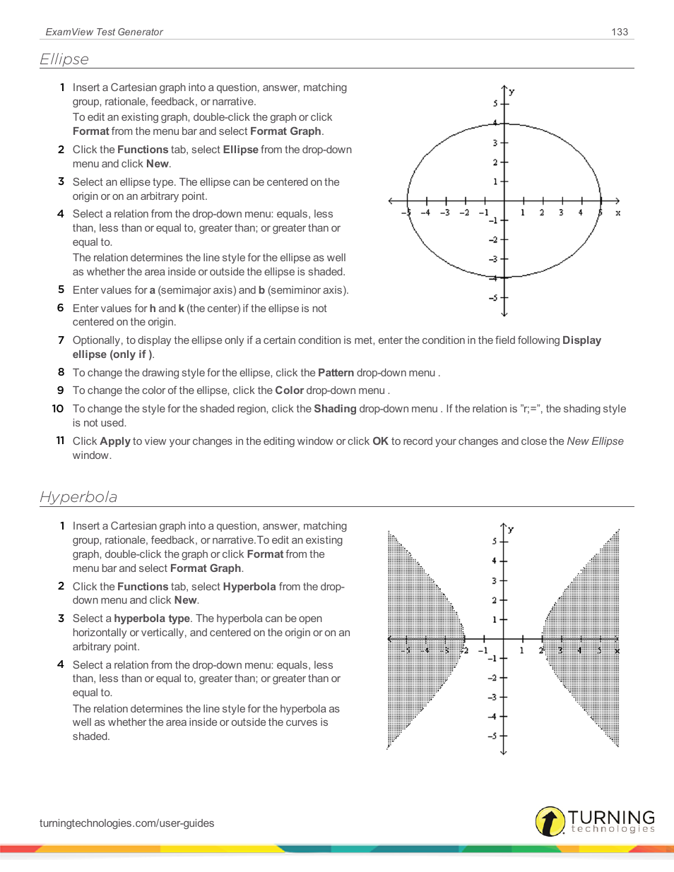 Ellipse, Hyperbola | Turning Technologies ExamView User Manual | Page 133 / 190