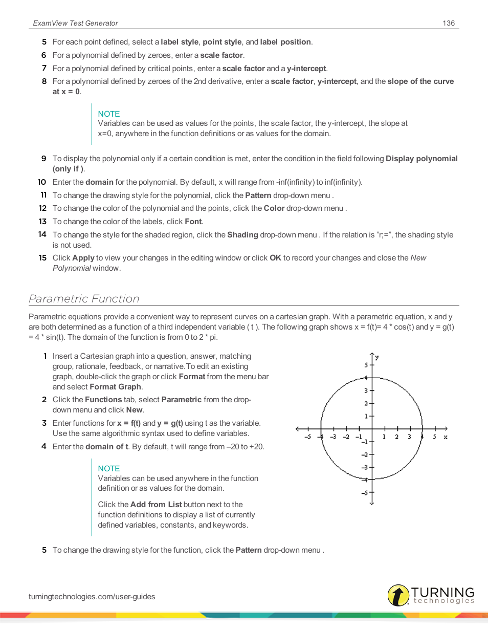 Parametric function | Turning Technologies ExamView User Manual | Page 136 / 190