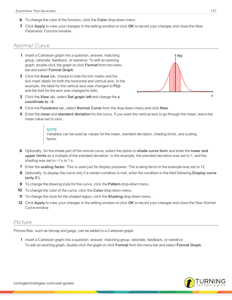 Normal curve, Picture | Turning Technologies ExamView User Manual | Page 137 / 190
