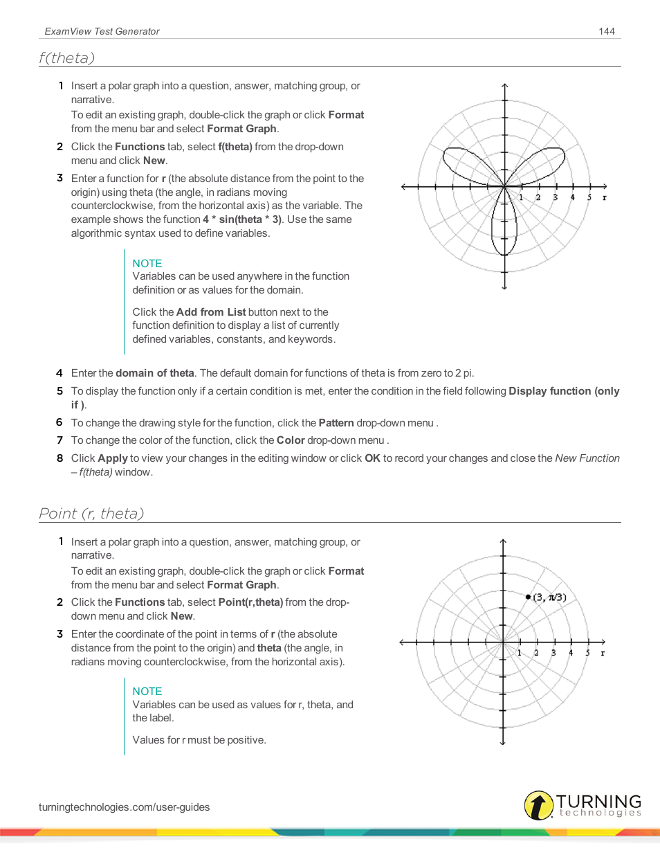 F(theta), Point (r, theta) | Turning Technologies ExamView User Manual | Page 144 / 190