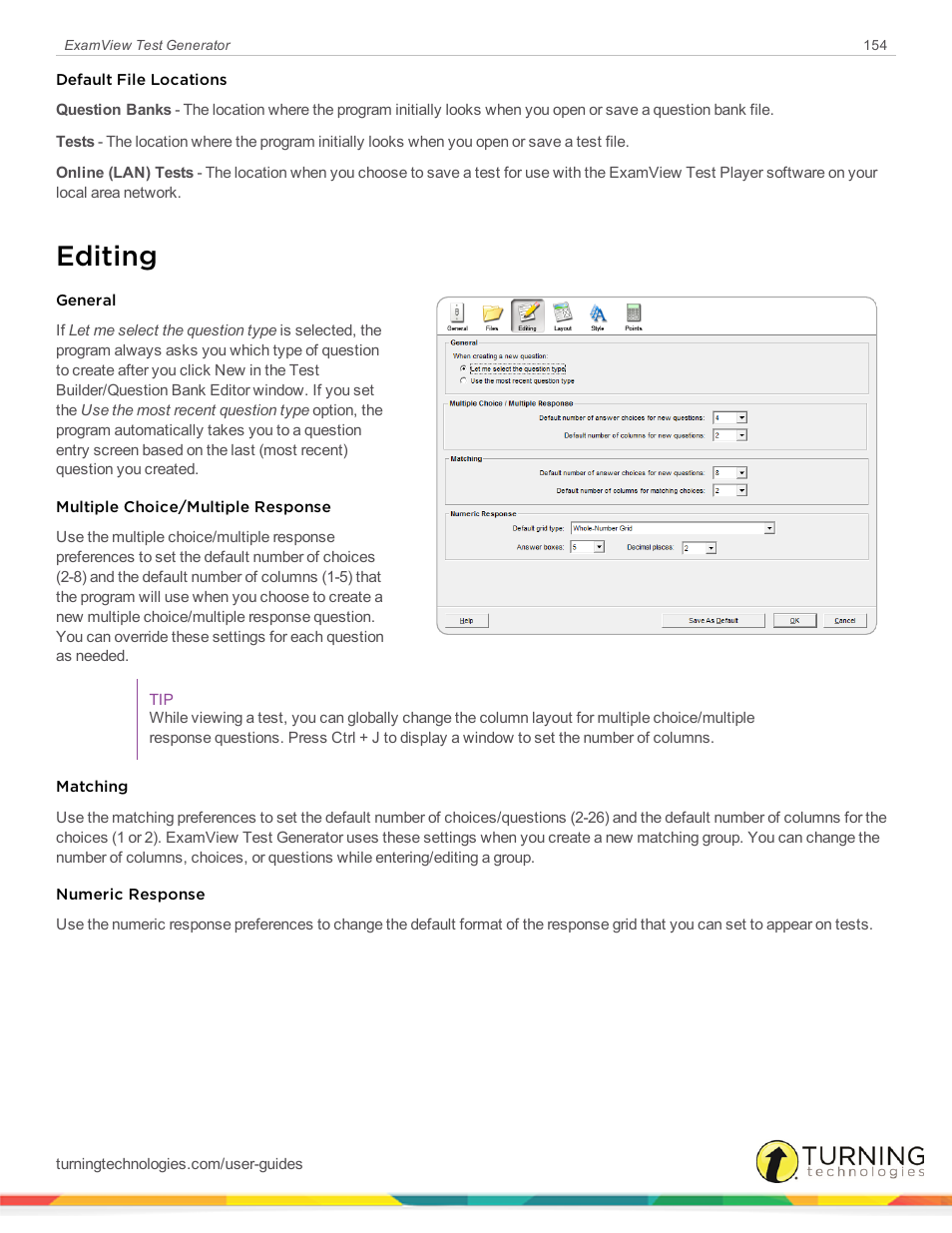Editing | Turning Technologies ExamView User Manual | Page 154 / 190