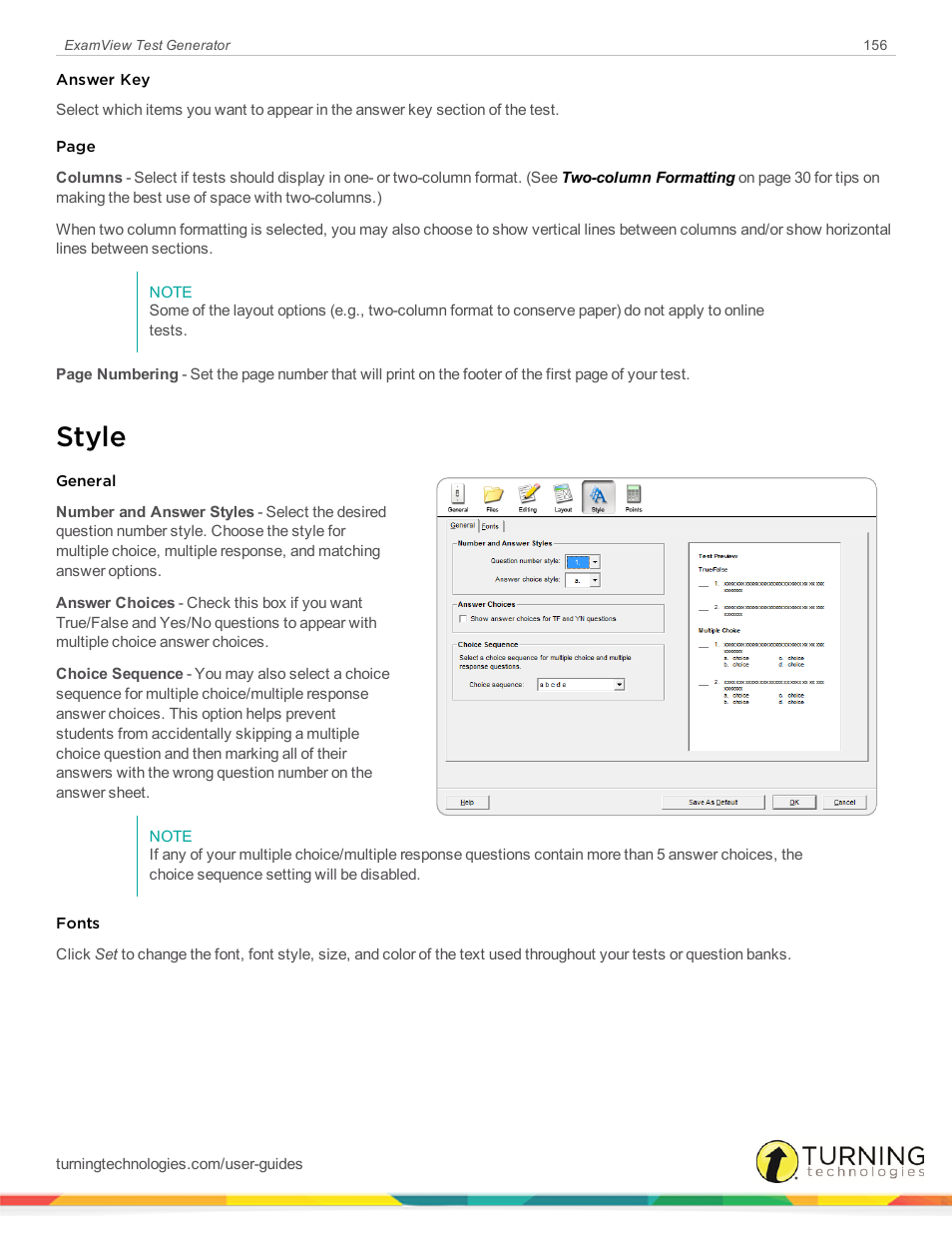 Style | Turning Technologies ExamView User Manual | Page 156 / 190