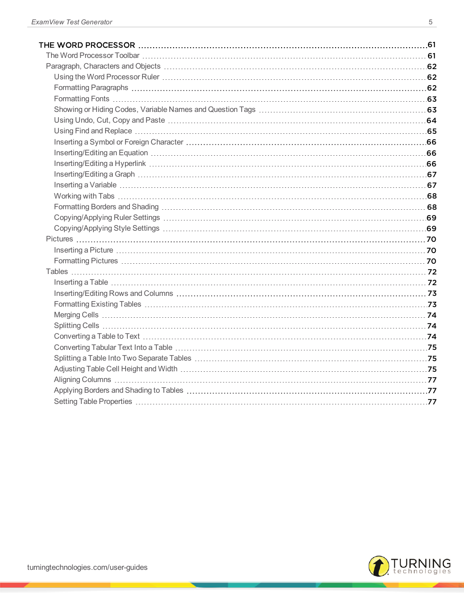 Turning Technologies ExamView User Manual | Page 5 / 190