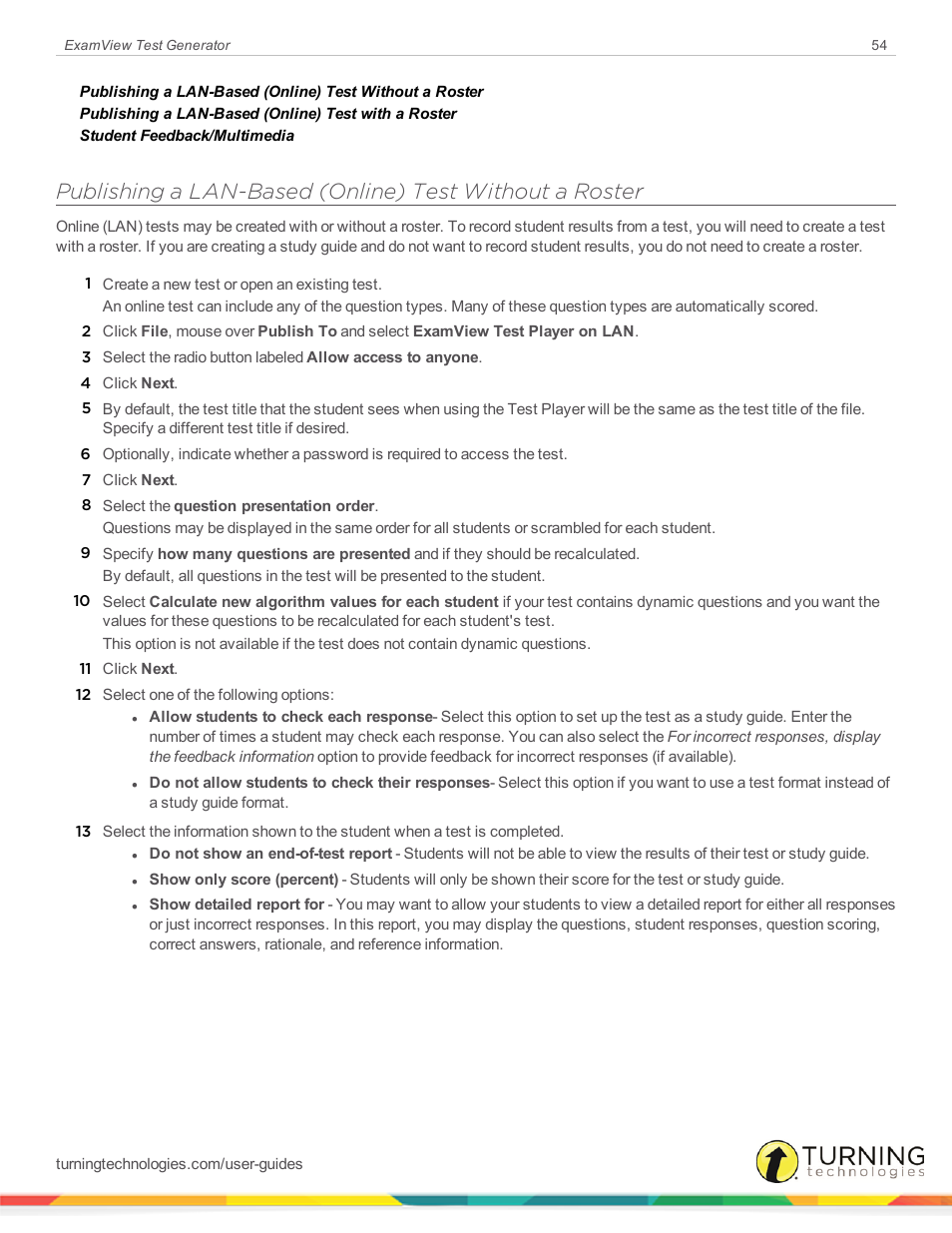 Turning Technologies ExamView User Manual | Page 54 / 190