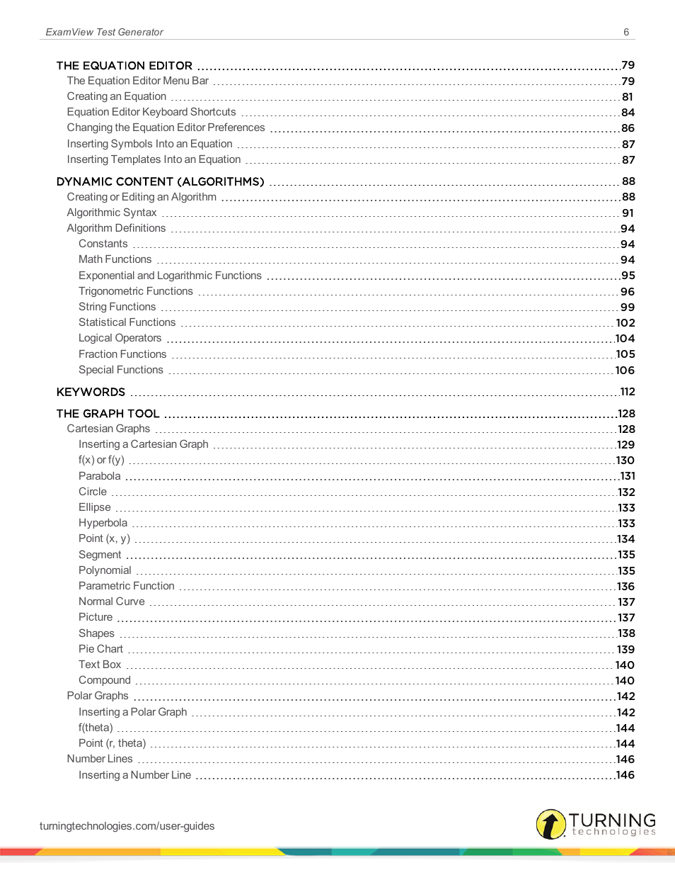 Turning Technologies ExamView User Manual | Page 6 / 190