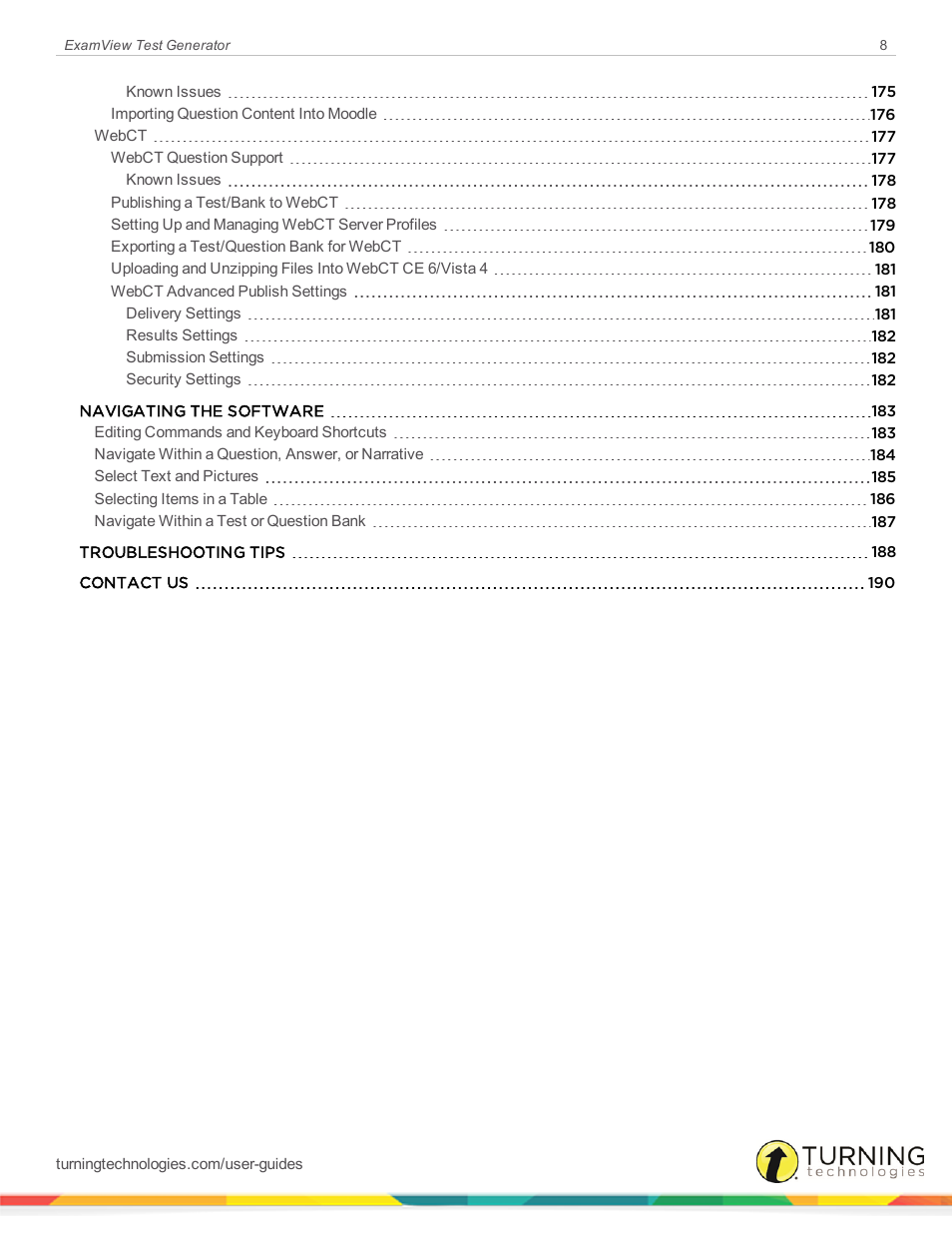 Turning Technologies ExamView User Manual | Page 8 / 190