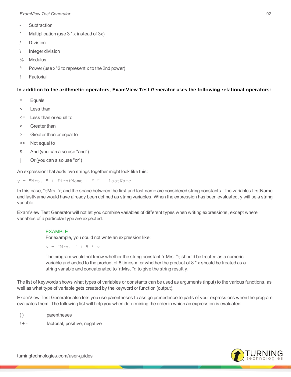Turning Technologies ExamView User Manual | Page 92 / 190