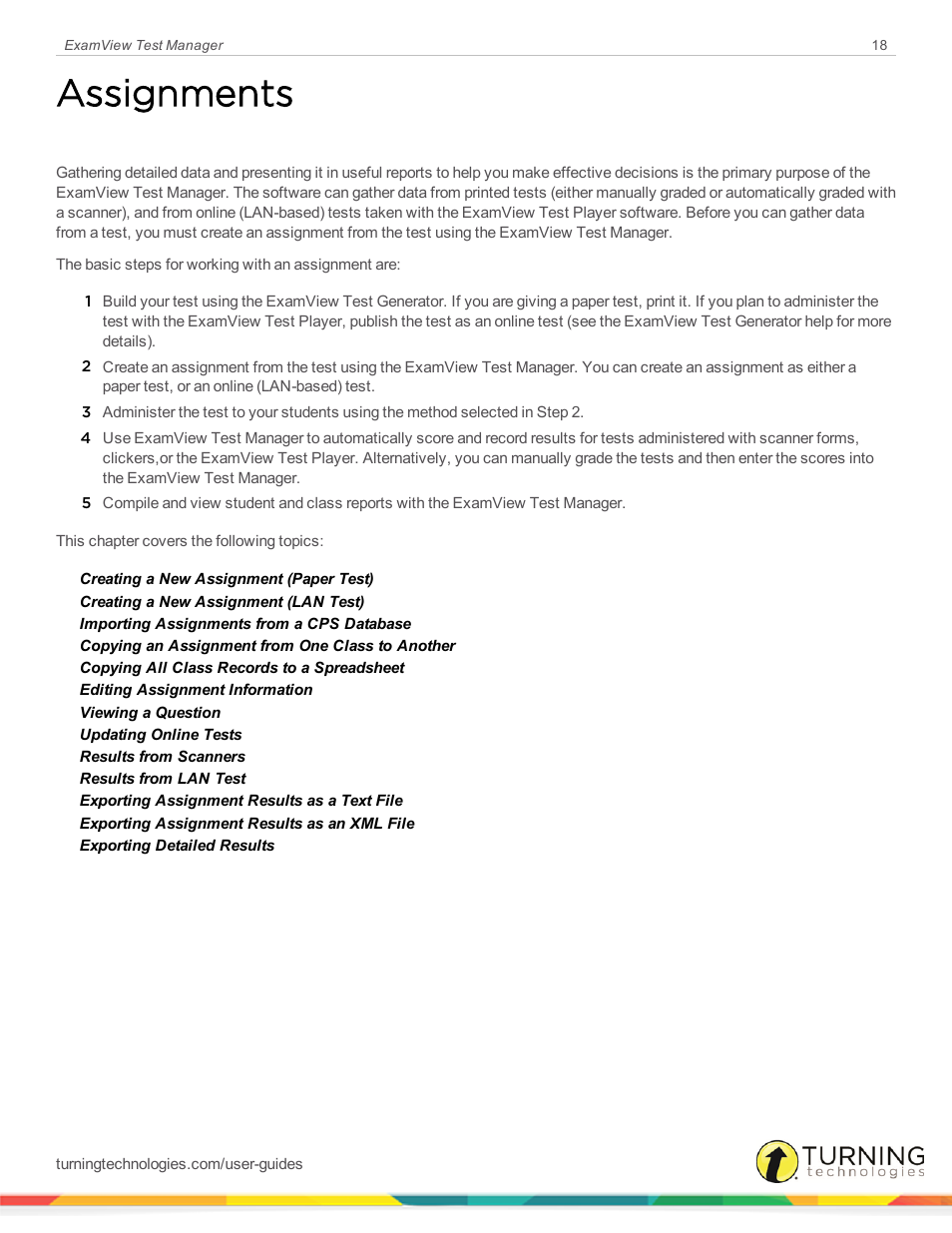 Assignments | Turning Technologies ExamView User Manual | Page 18 / 58