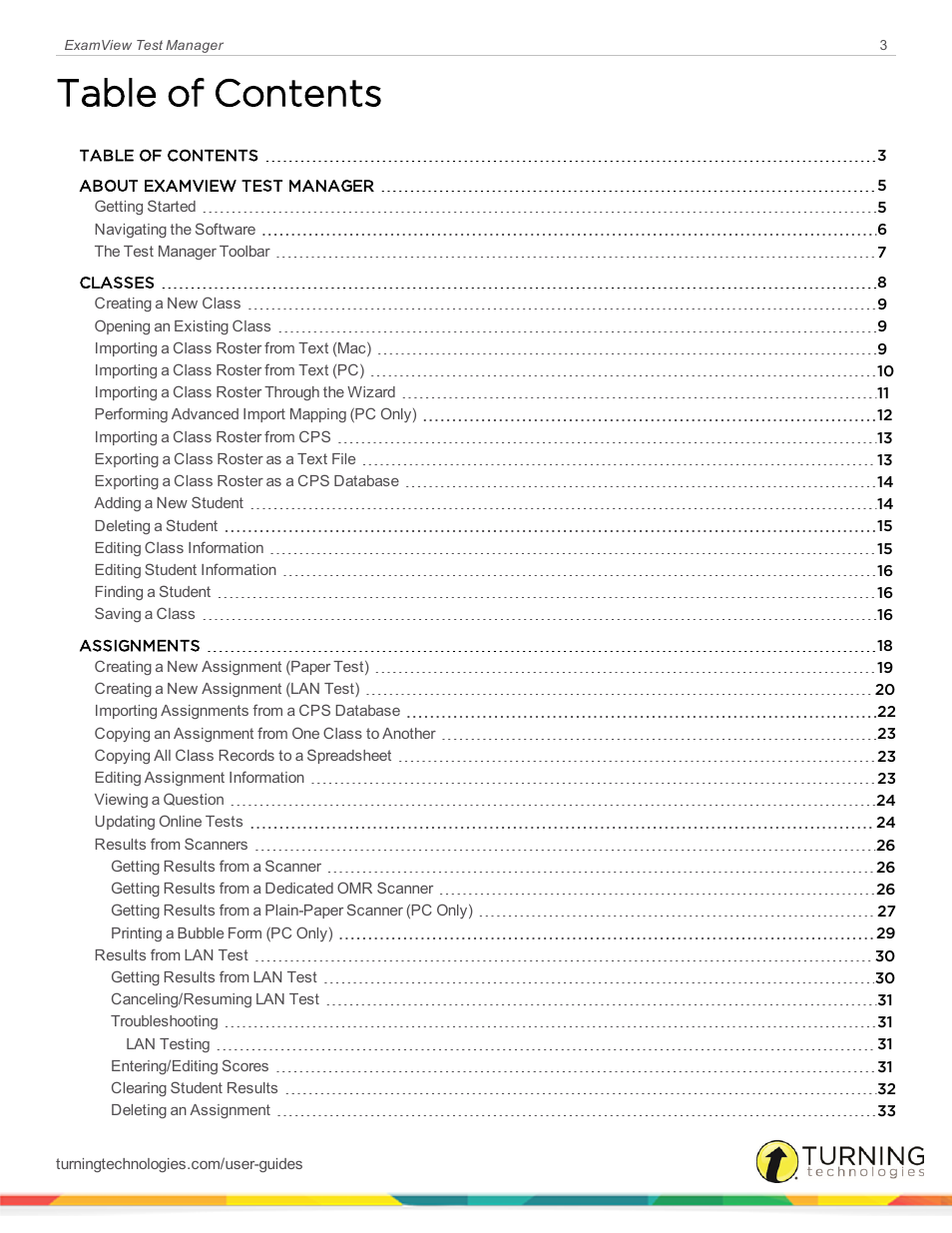 Turning Technologies ExamView User Manual | Page 3 / 58