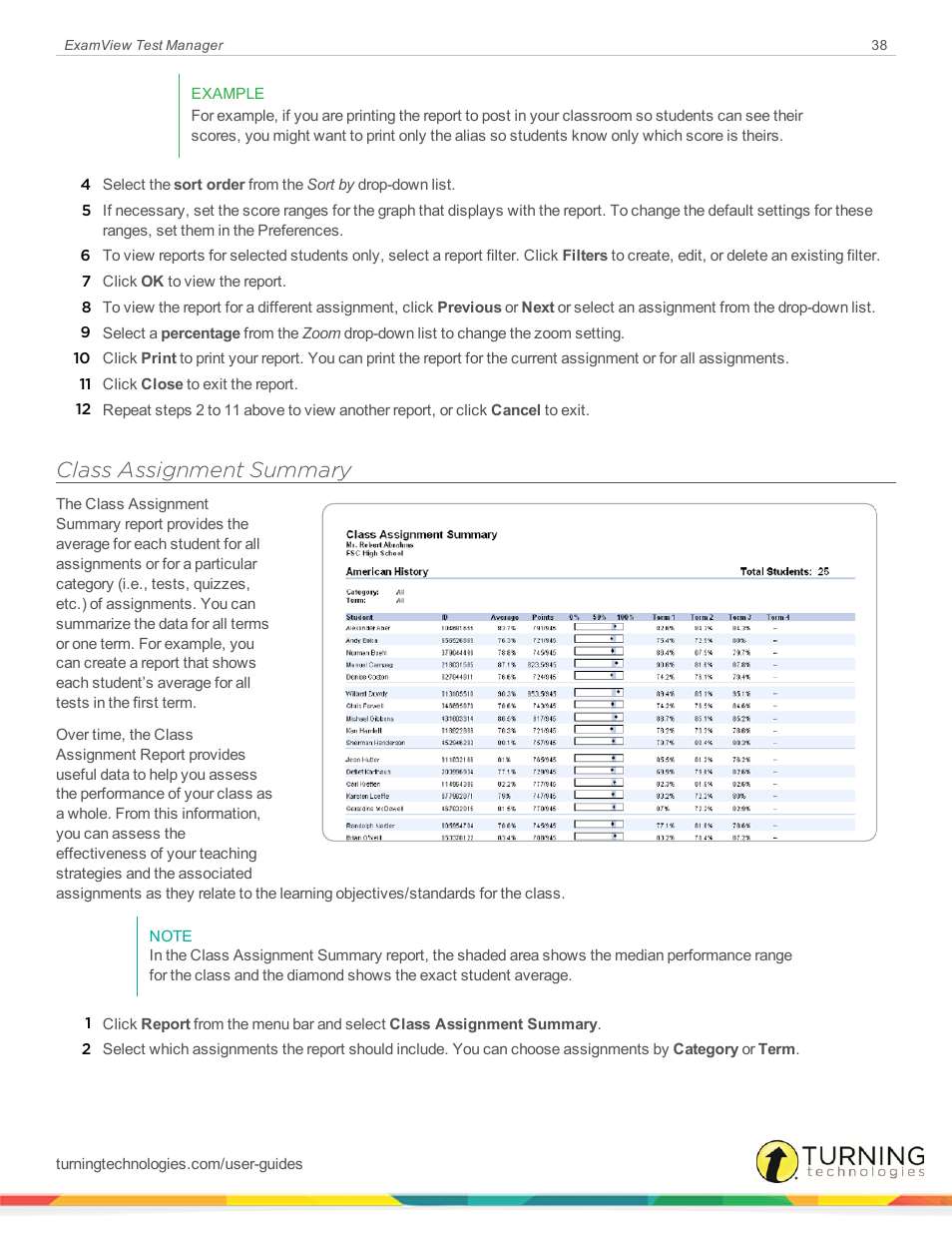 Class assignment summary | Turning Technologies ExamView User Manual | Page 38 / 58