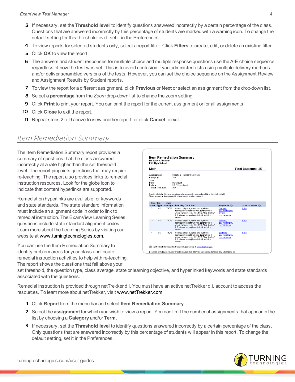 Item remediation summary | Turning Technologies ExamView User Manual | Page 41 / 58