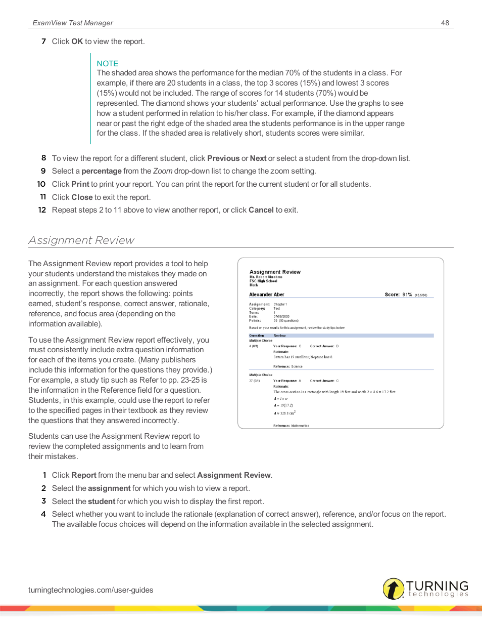 Assignment review | Turning Technologies ExamView User Manual | Page 48 / 58