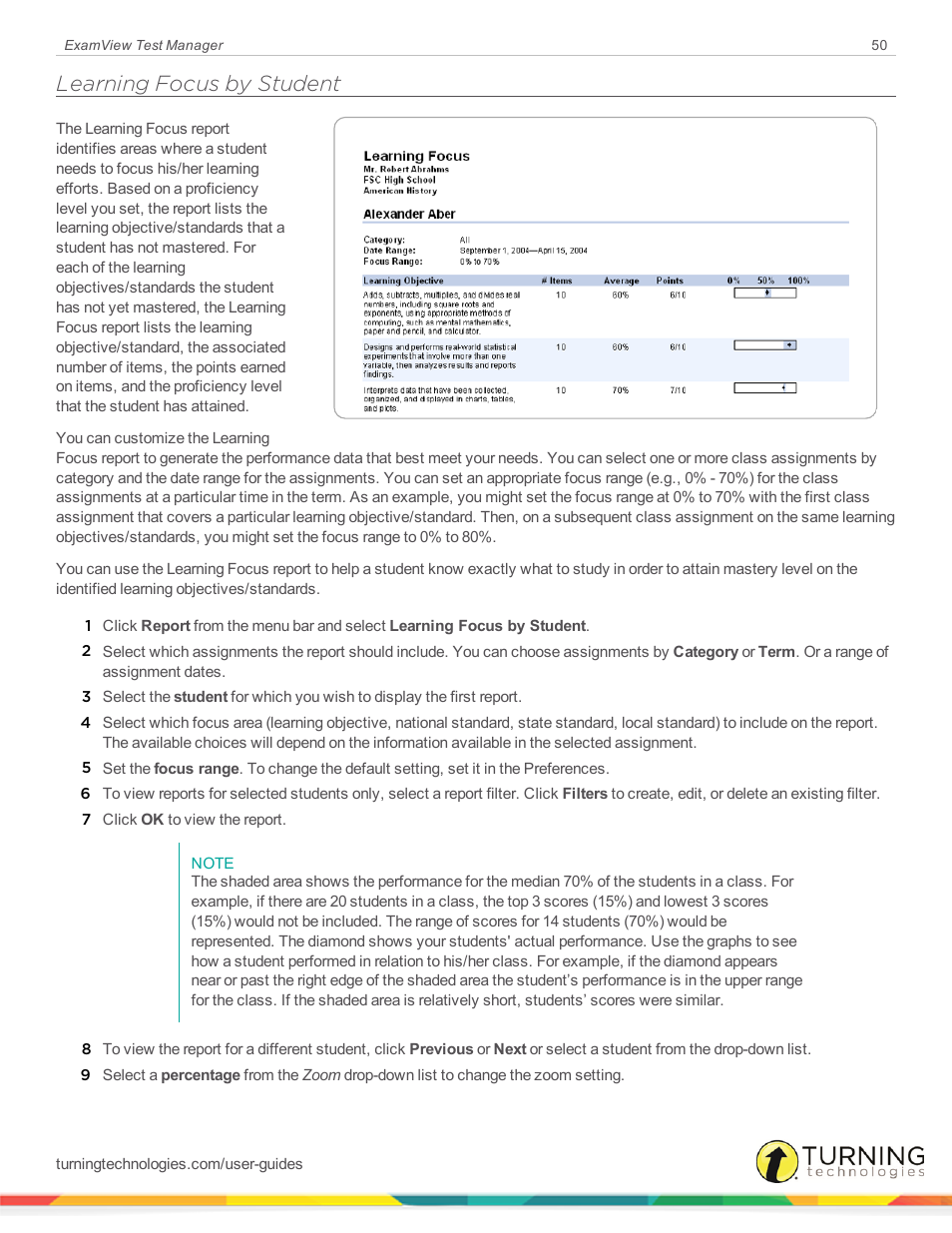 Learning focus by student | Turning Technologies ExamView User Manual | Page 50 / 58