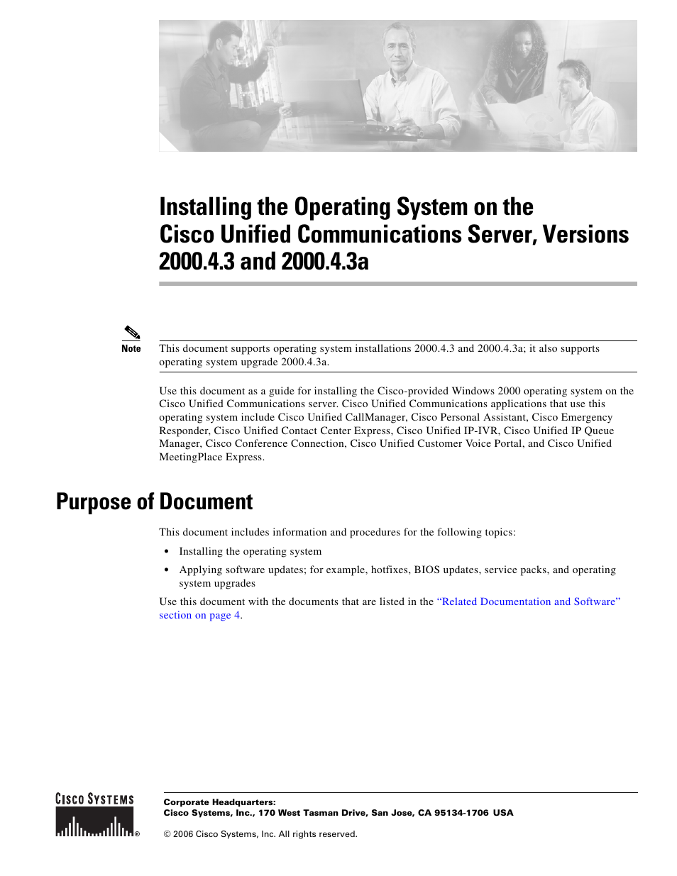 Cisco Cisco Unified Communications Server 2000.4.3a User Manual | 38 pages