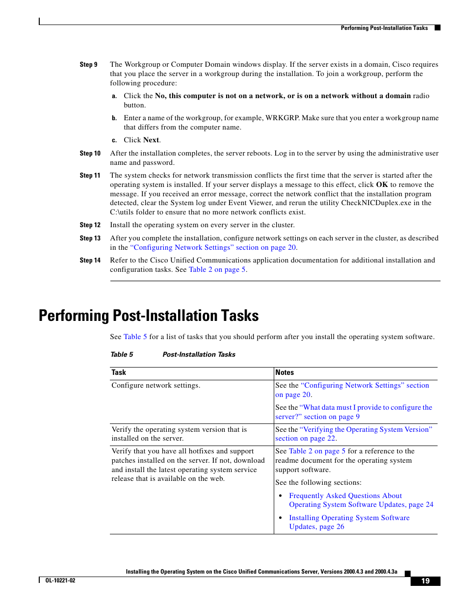 Performing post-installation tasks | Cisco Cisco Unified Communications Server 2000.4.3a User Manual | Page 19 / 38