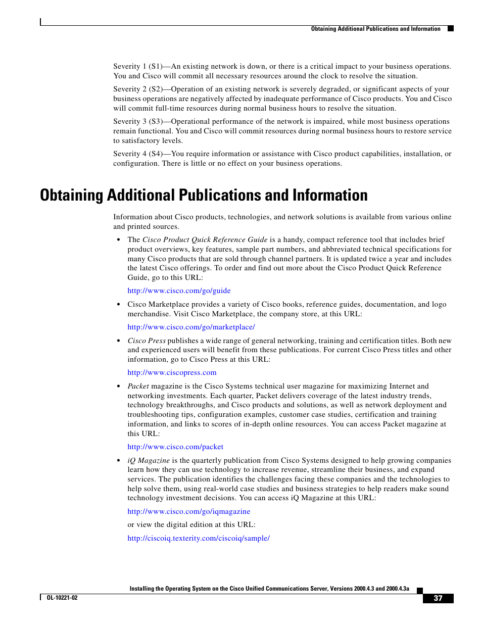 Obtaining additional publications and information | Cisco Cisco Unified Communications Server 2000.4.3a User Manual | Page 37 / 38