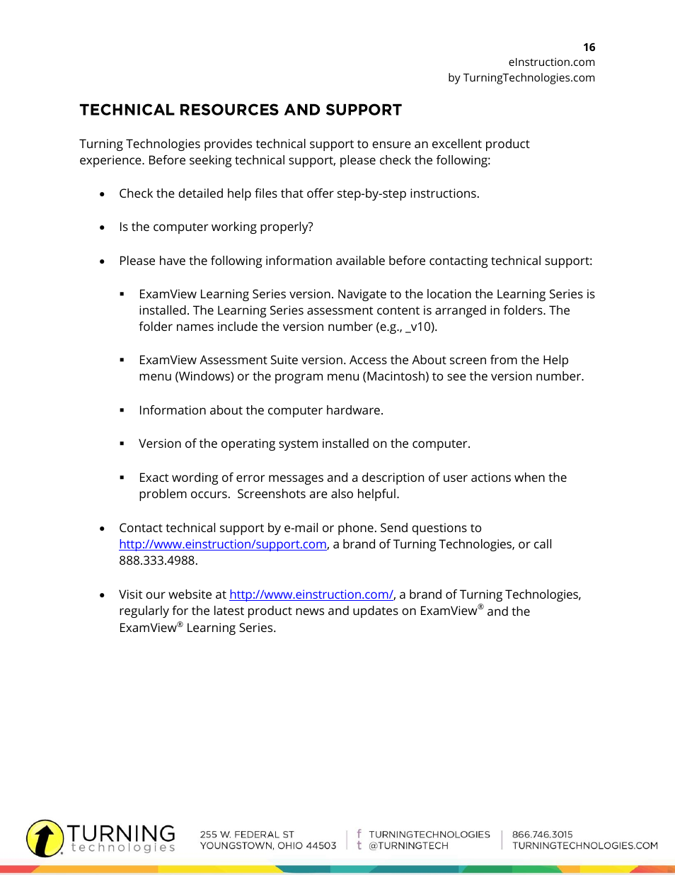 Turning Technologies ExamView User Manual | Page 16 / 16