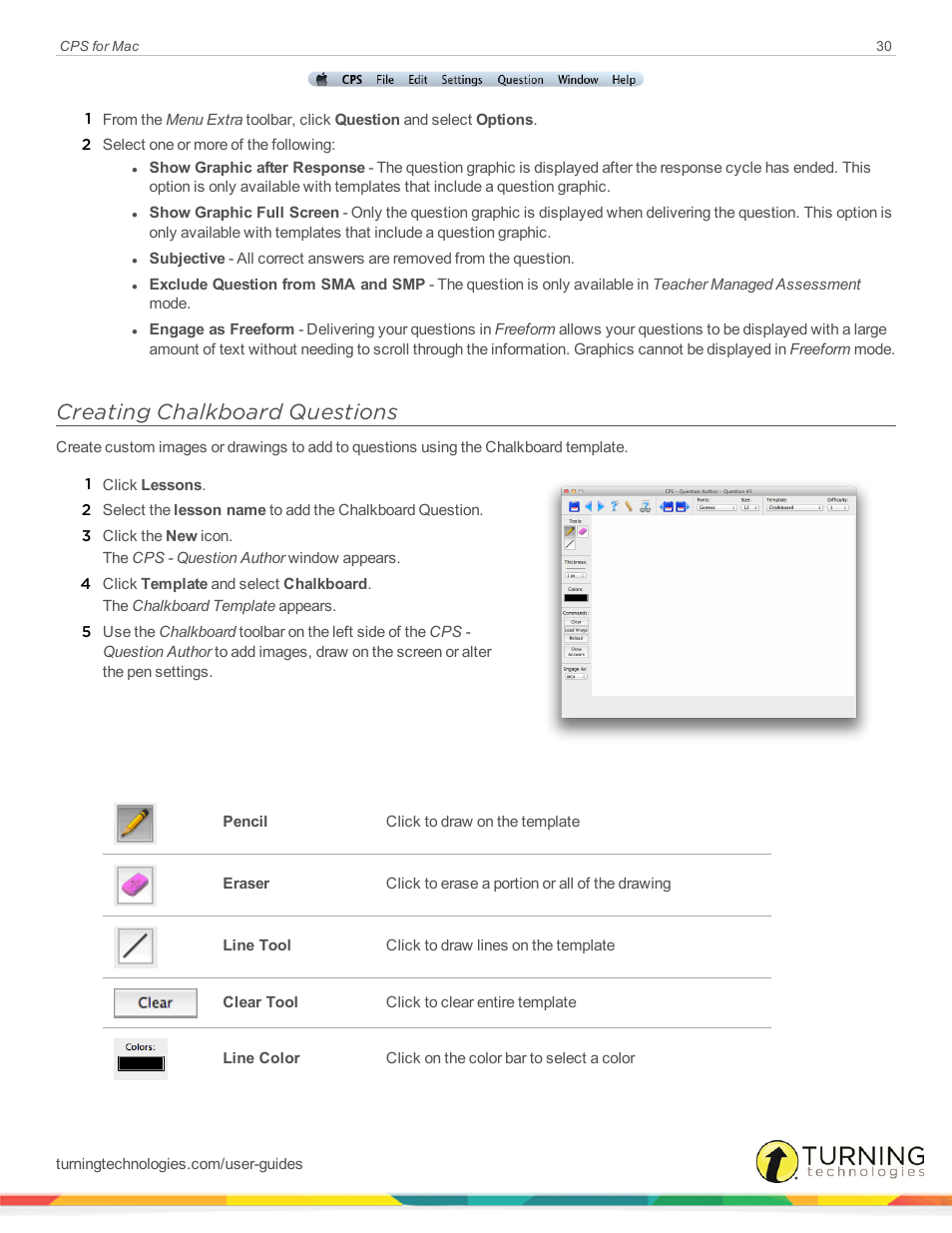 Creating chalkboard questions | Turning Technologies CPS User Manual | Page 30 / 79