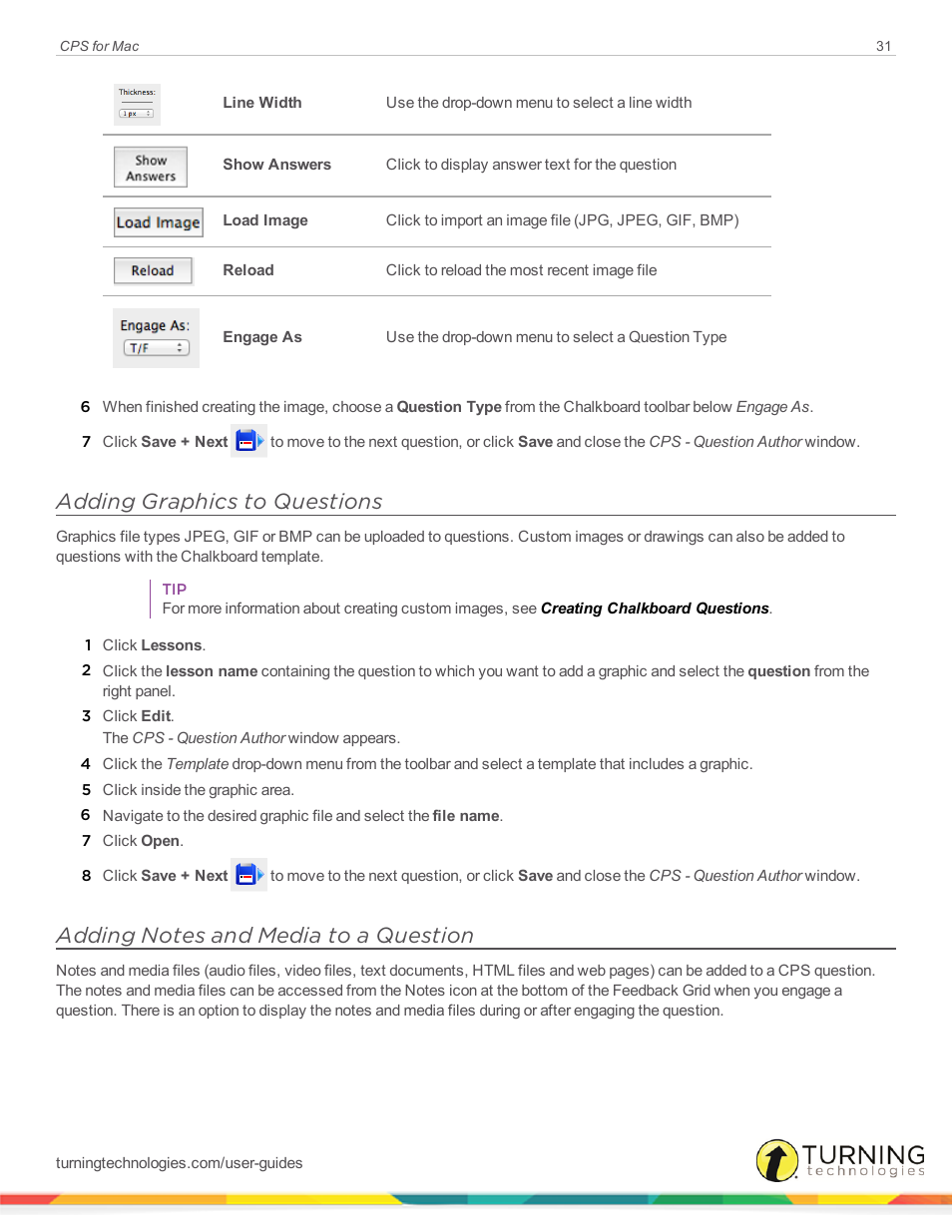 Adding graphics to questions, Adding notes and media to a question | Turning Technologies CPS User Manual | Page 31 / 79