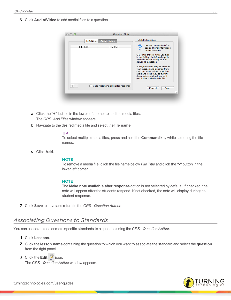 Associating questions to standards | Turning Technologies CPS User Manual | Page 33 / 79