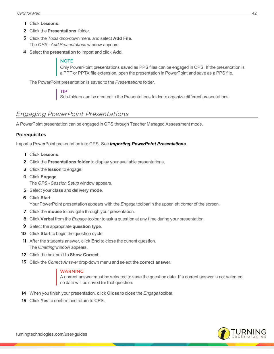 Engaging powerpoint presentations | Turning Technologies CPS User Manual | Page 42 / 79