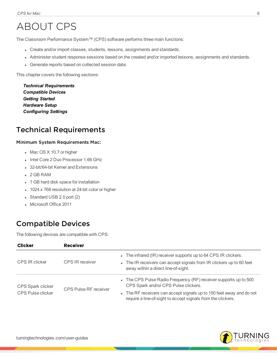 About cps, Technical requirements, Compatible devices | Turning Technologies CPS User Manual | Page 6 / 79