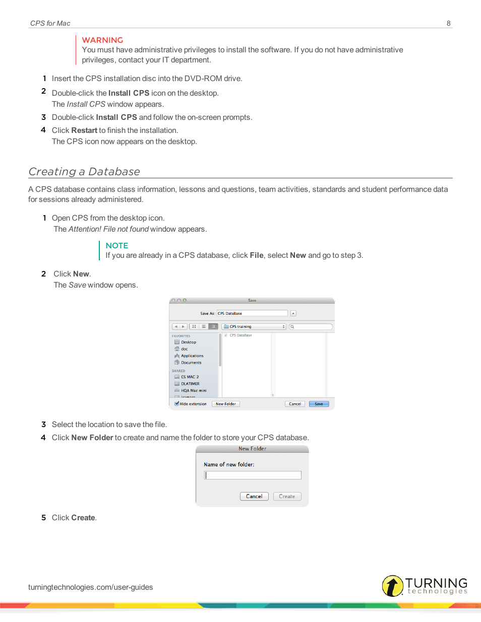 Creating a database | Turning Technologies CPS User Manual | Page 8 / 79