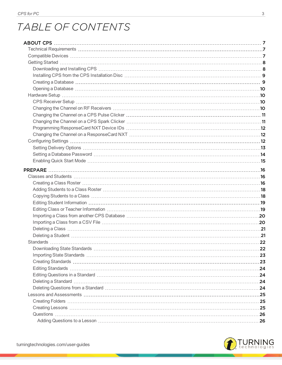 Turning Technologies CPS User Manual | Page 3 / 106