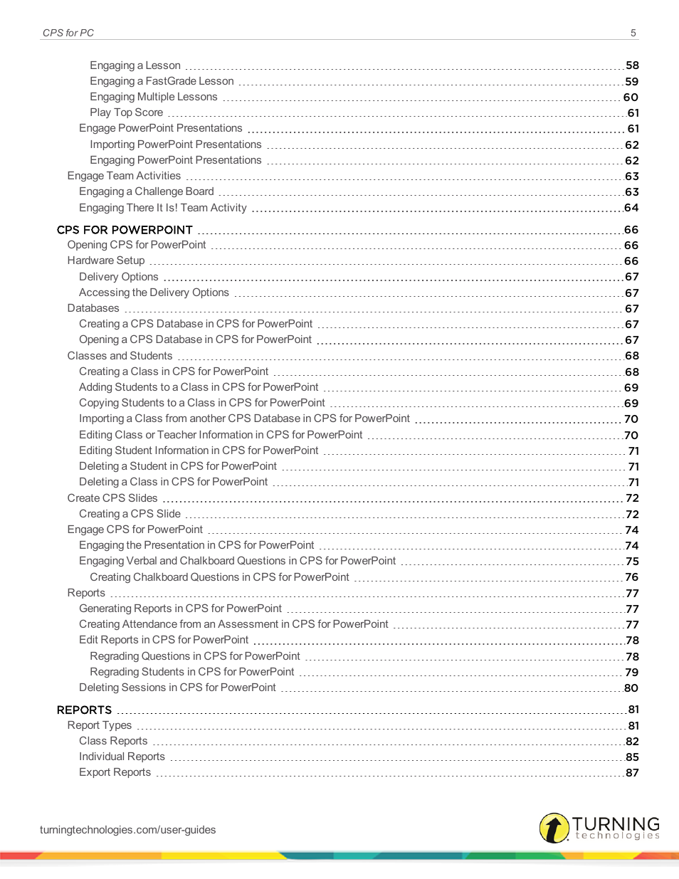 Turning Technologies CPS User Manual | Page 5 / 106