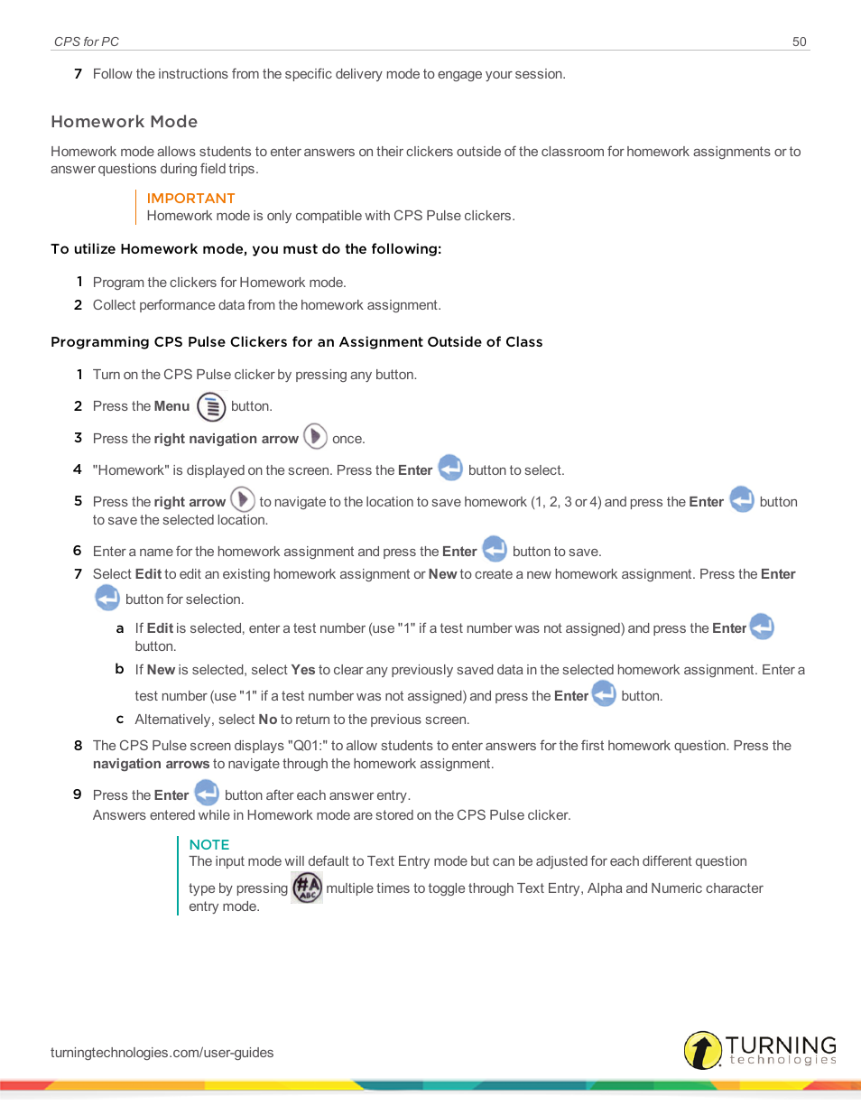 Homework mode | Turning Technologies CPS User Manual | Page 50 / 106