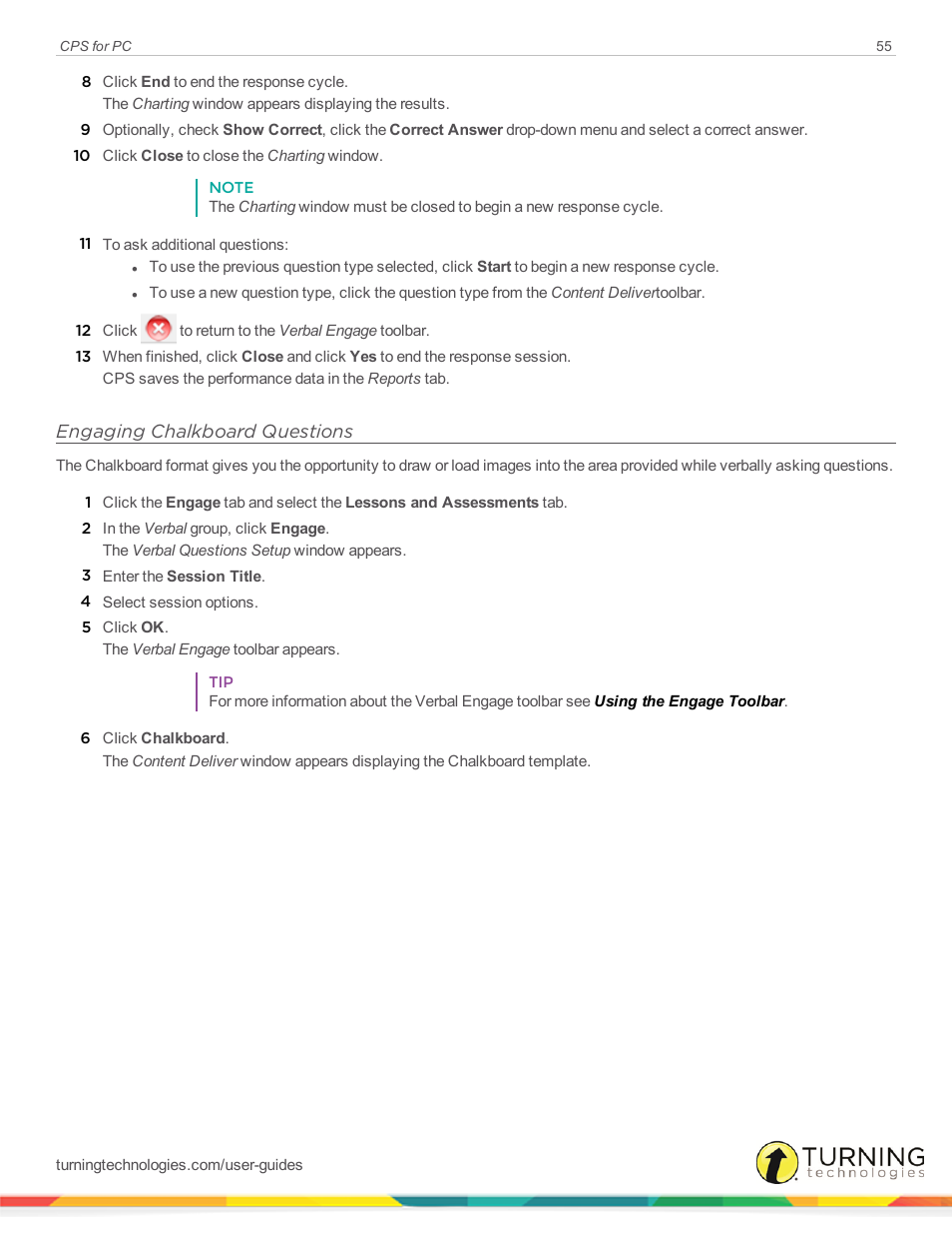 Engaging chalkboard questions | Turning Technologies CPS User Manual | Page 55 / 106