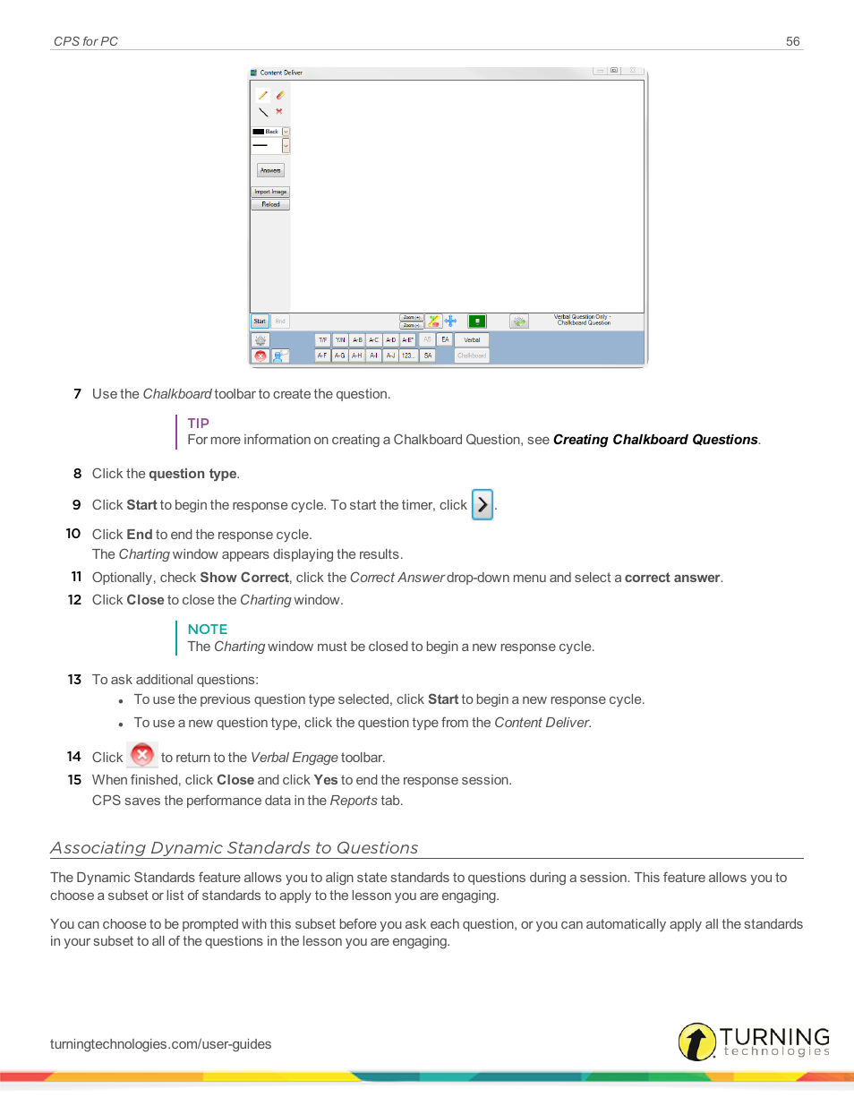 Associating dynamic standards to questions, Associating, Dynamic standards to questions | Associating dynamic, Standards to questions | Turning Technologies CPS User Manual | Page 56 / 106