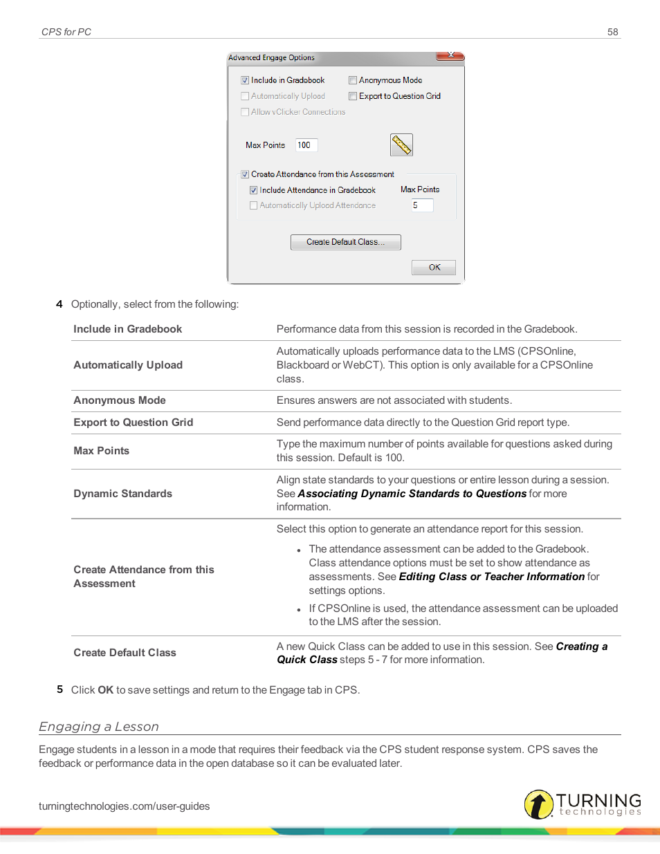 Engaging a lesson | Turning Technologies CPS User Manual | Page 58 / 106