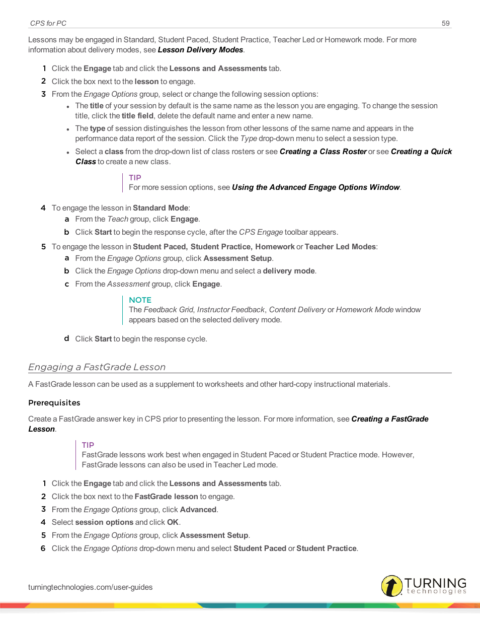 Engaging a fastgrade lesson, Engaging, A fastgrade lesson | Turning Technologies CPS User Manual | Page 59 / 106