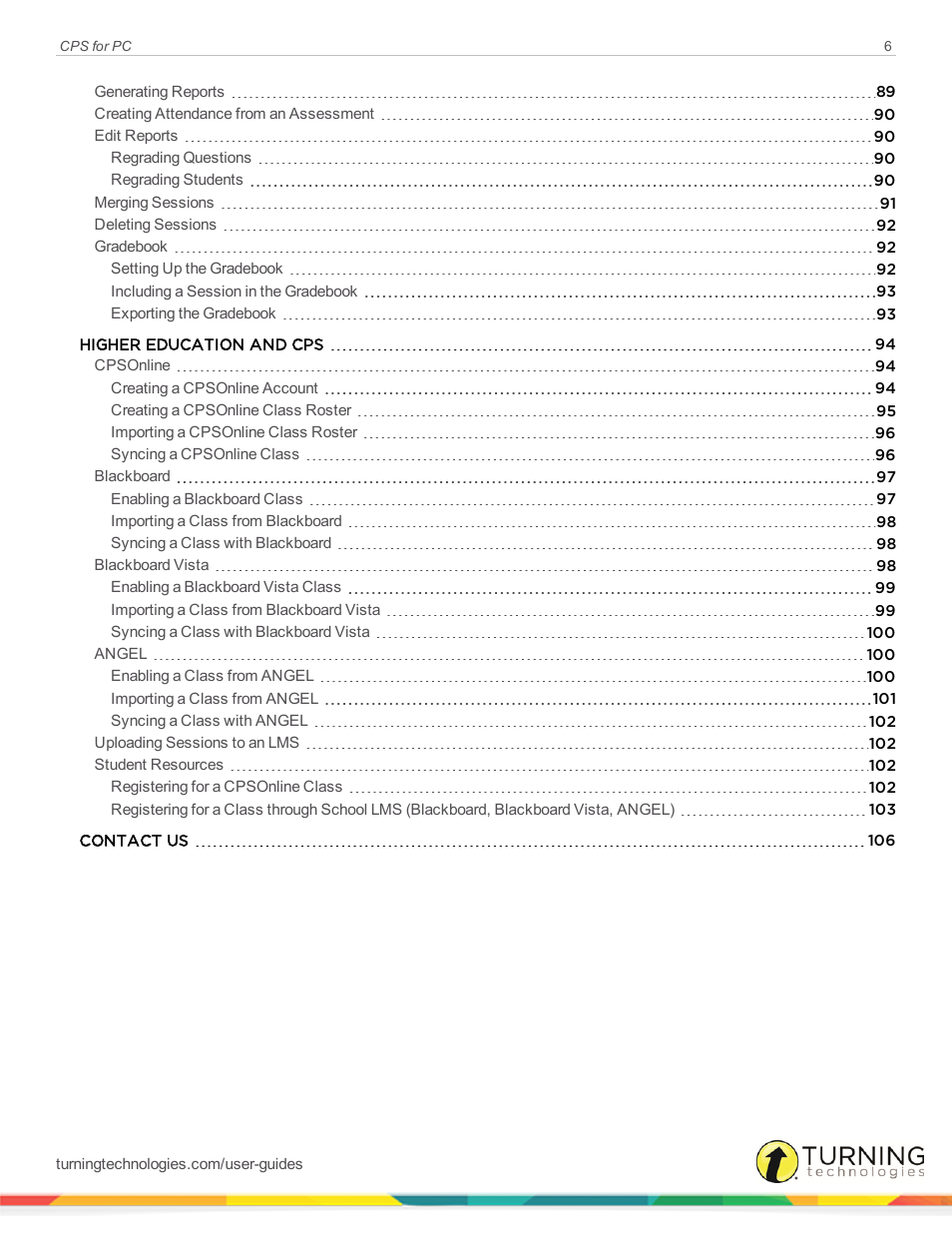 Turning Technologies CPS User Manual | Page 6 / 106