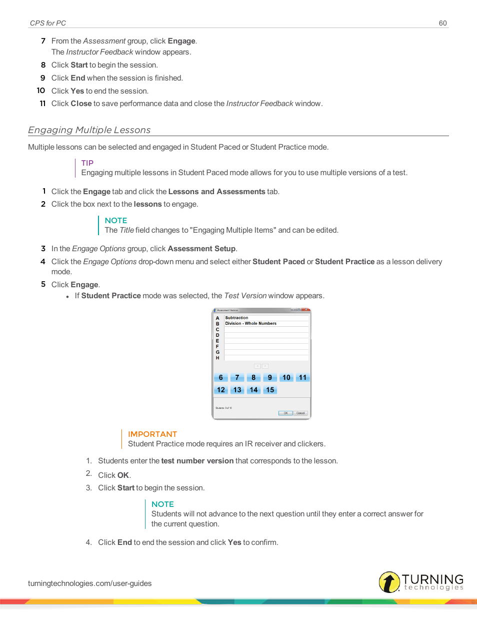 Engaging multiple lessons | Turning Technologies CPS User Manual | Page 60 / 106