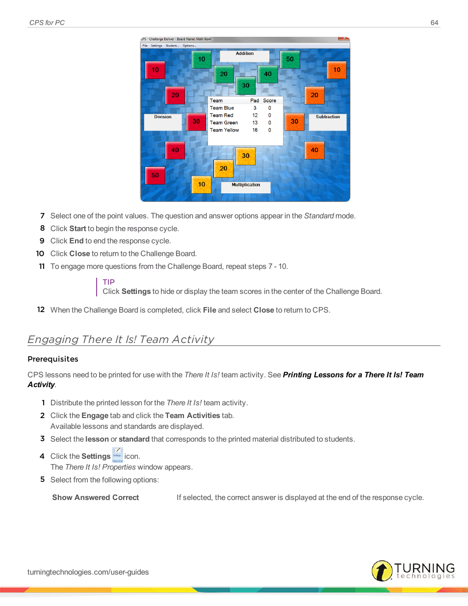 Engaging there it is! team activity | Turning Technologies CPS User Manual | Page 64 / 106