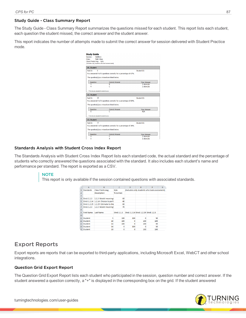 Export reports | Turning Technologies CPS User Manual | Page 87 / 106