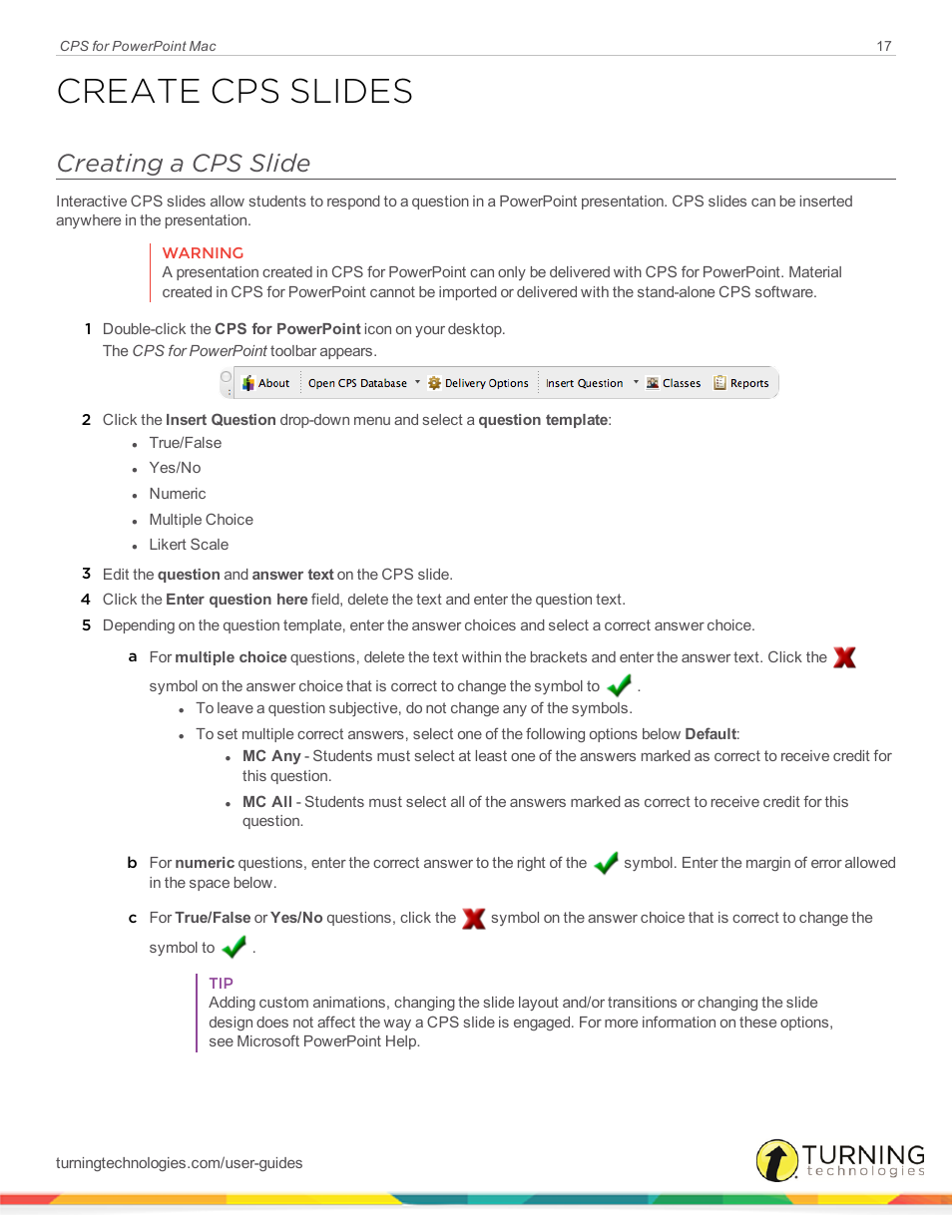 Create cps slides, Creating a cps slide, Creating | A cps slide | Turning Technologies CPS User Manual | Page 17 / 31