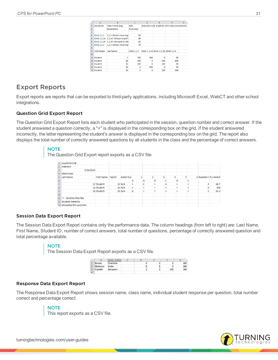 Export reports | Turning Technologies CPS User Manual | Page 31 / 35