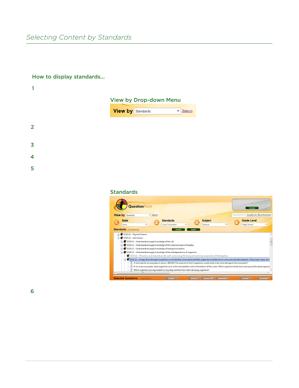 Selecting content by standards | Turning Technologies QuestionPoint User Manual | Page 10 / 19