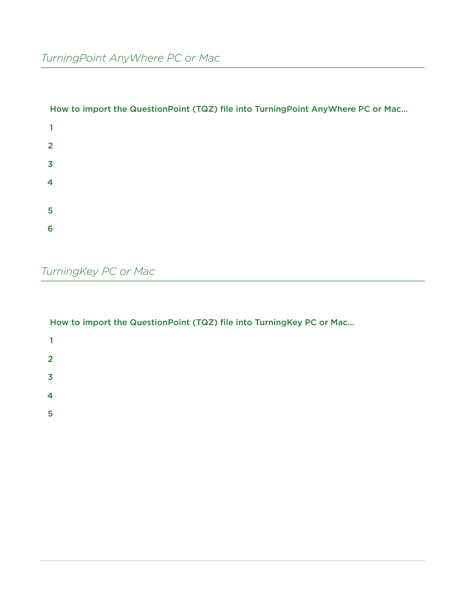 Turningpoint anywhere pc or mac, Turningkey pc or mac | Turning Technologies QuestionPoint User Manual | Page 17 / 19