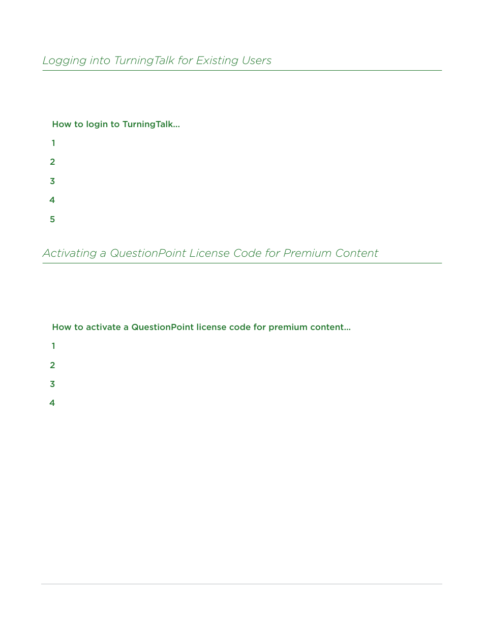 Logging into turningtalk for existing users | Turning Technologies QuestionPoint User Manual | Page 7 / 19